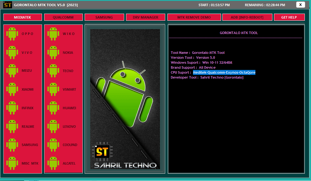 Gorontalo mtk tool v5. 0 meditek-qualcomm-exynos-octaqore tool download