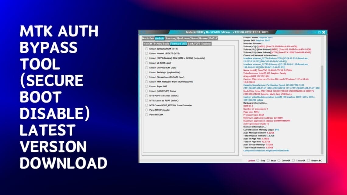 MTK Meta Utility Tool v122 And MTK Auth Bypass Tool