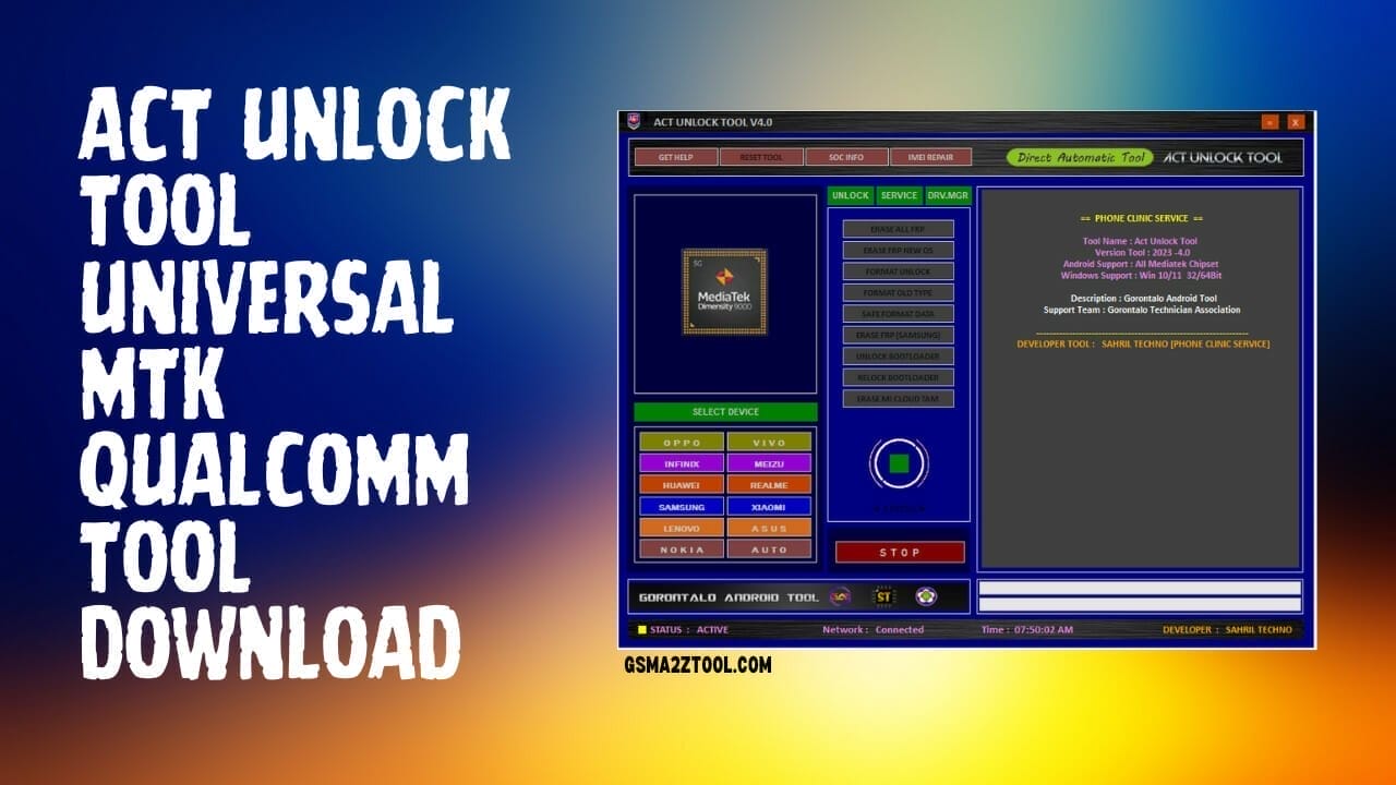 ACT Unlock Tool V4.5 Free Download For Universal MTK and Qualcomm