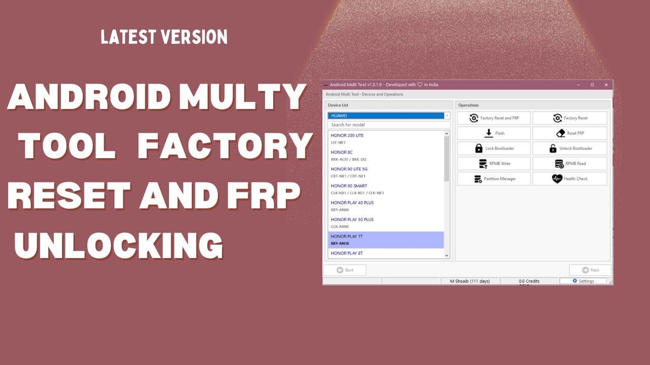 Android multi tool factory reset and frp unlocking