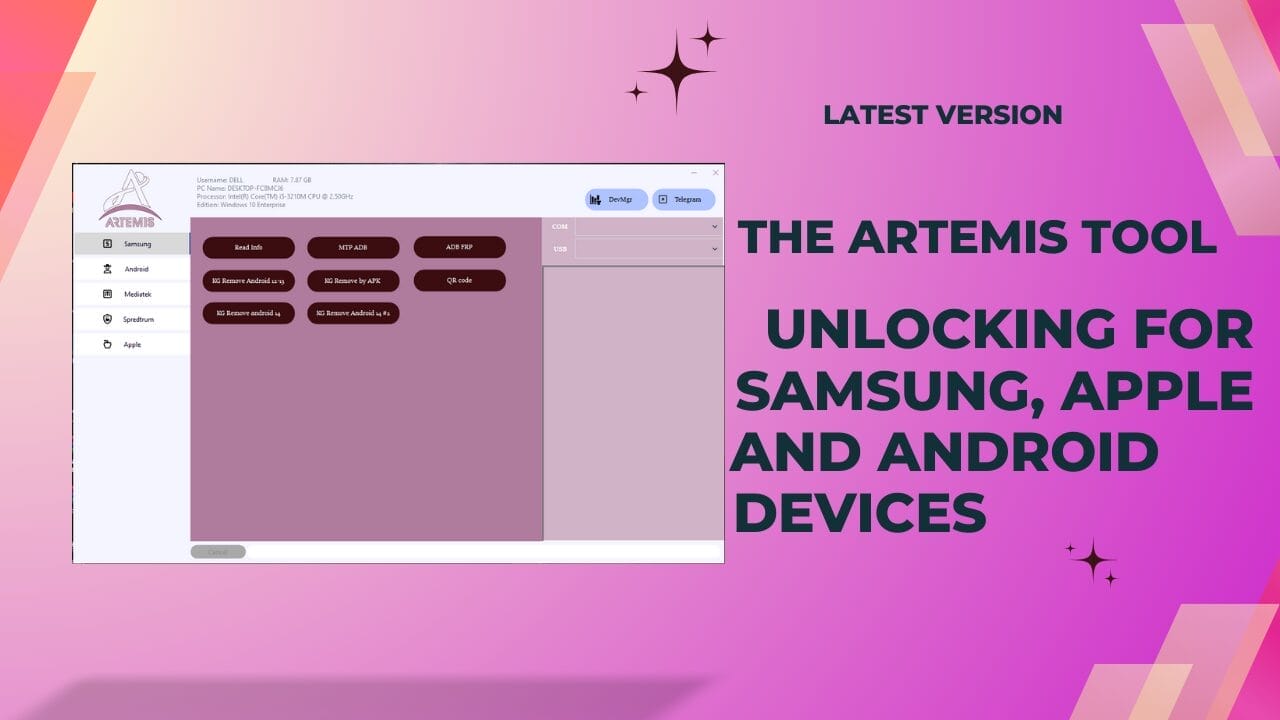 Artemis tool unlocking for samsung, apple and android devices 1 The artemis tool